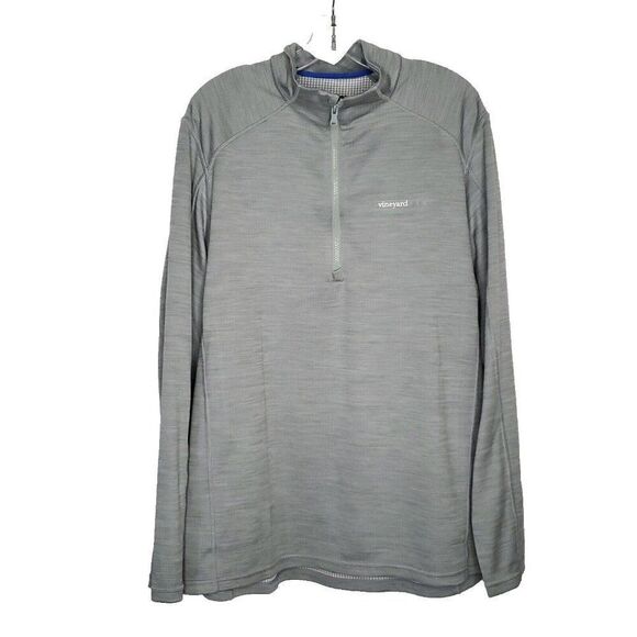 Vineyard Vines Mens Quarter Zip Pullover Medium Gray Sankaty Performance Preppy - Picture 1 of 6